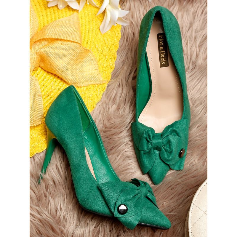 Flat n Heels Women Green Pump Heels (EURO 37)