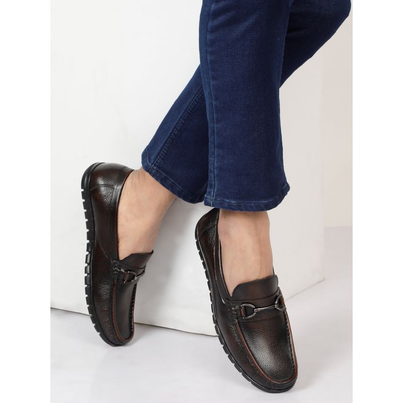 Teakwood Men Brown Solid Leather 360 Loafers (EURO 40)
