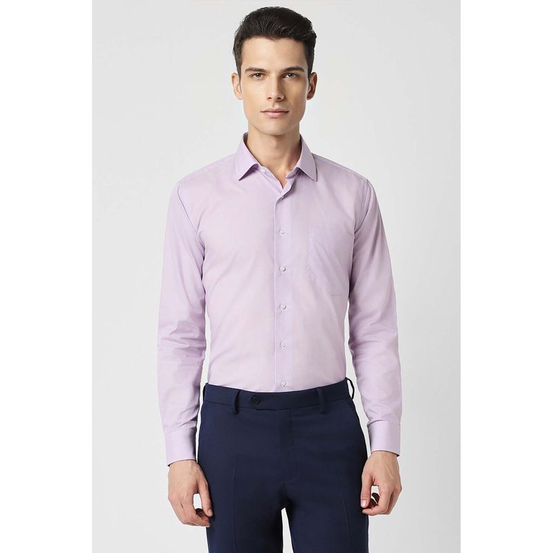 Van Heusen Men Lilac Slim Fit Solid Full Sleeves Formal Shirt (39)