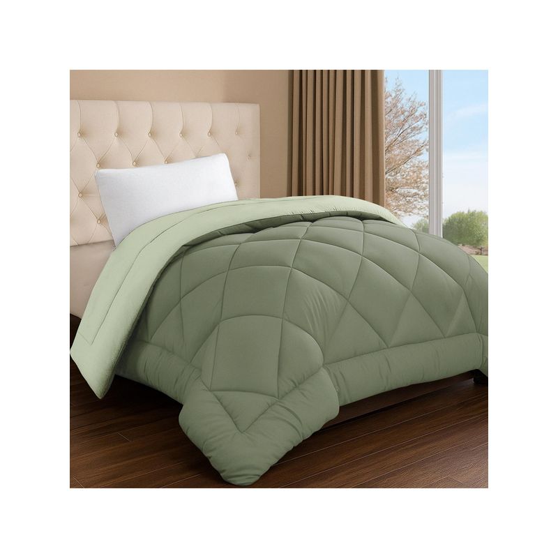 Story@Home Reversible Comforter Microfiber Reversible Blankets (Olive Green & Sage Green) (Single)