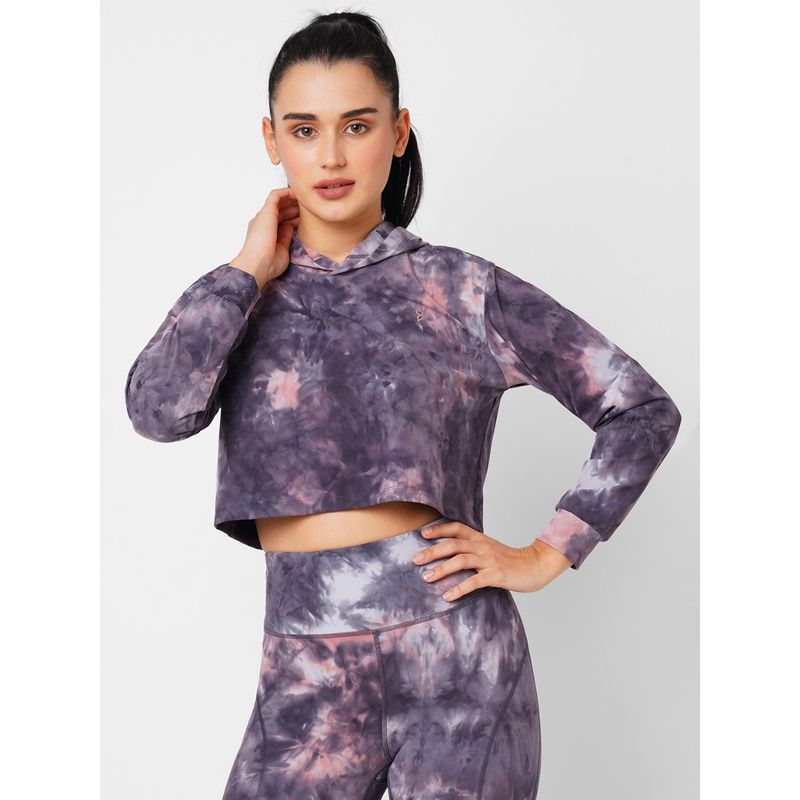 BODD ACTIVE Purple Crop Tie & Dye Hoodie (XS)