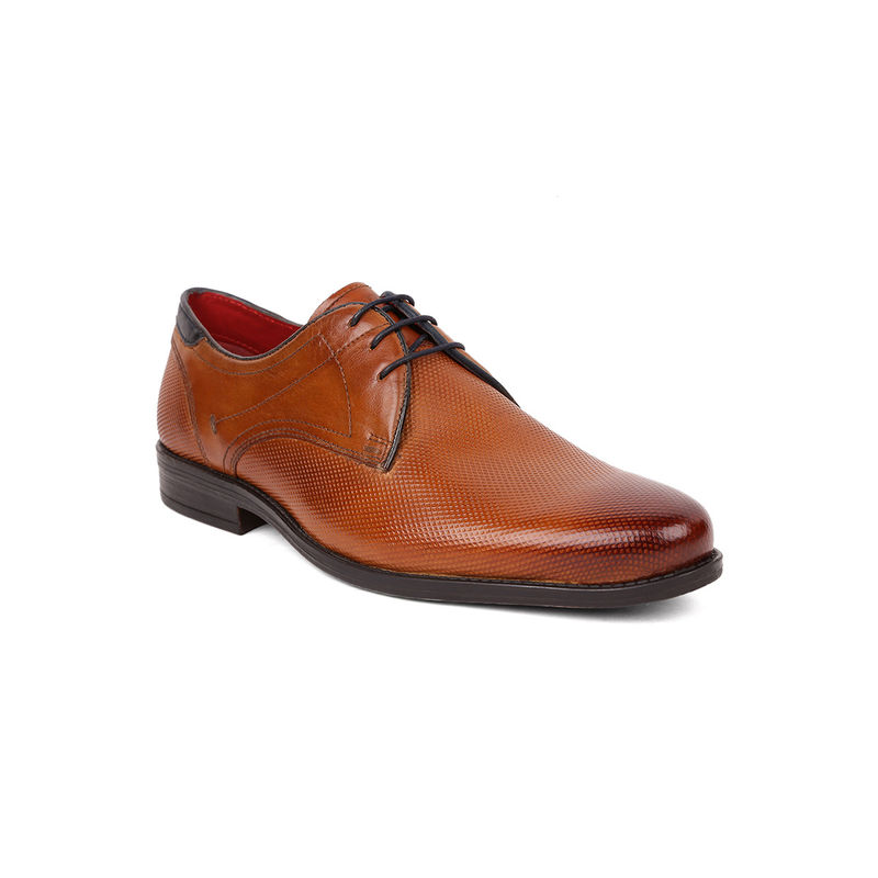 MASABIH Genuine Leather Tan Laceup Derby Shoes (EURO 40)