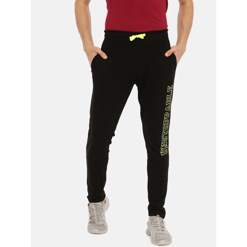 3PIN Men Black Solid Cotton Track Pants (M)
