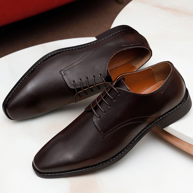 Louis Stitch Men Brunette Brown Premium Italian Leather Formal Derby Shoes (11)