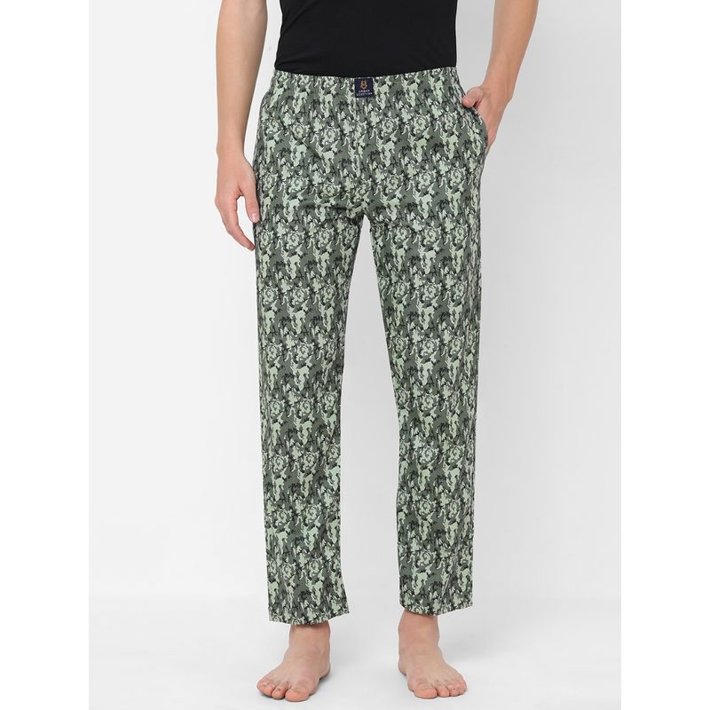 Urban Scottish Mens Camouflage Printed Cotton Pyjamas Green (L)