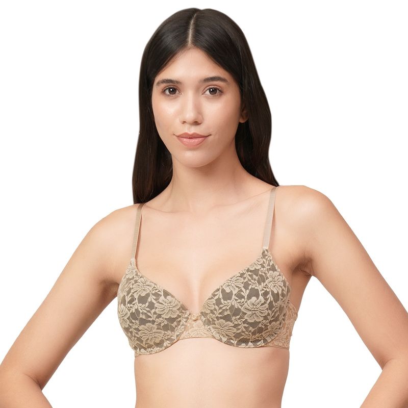 Amante Lace Dream Lightly Padded Wired Lace Bra-Nude (38B)