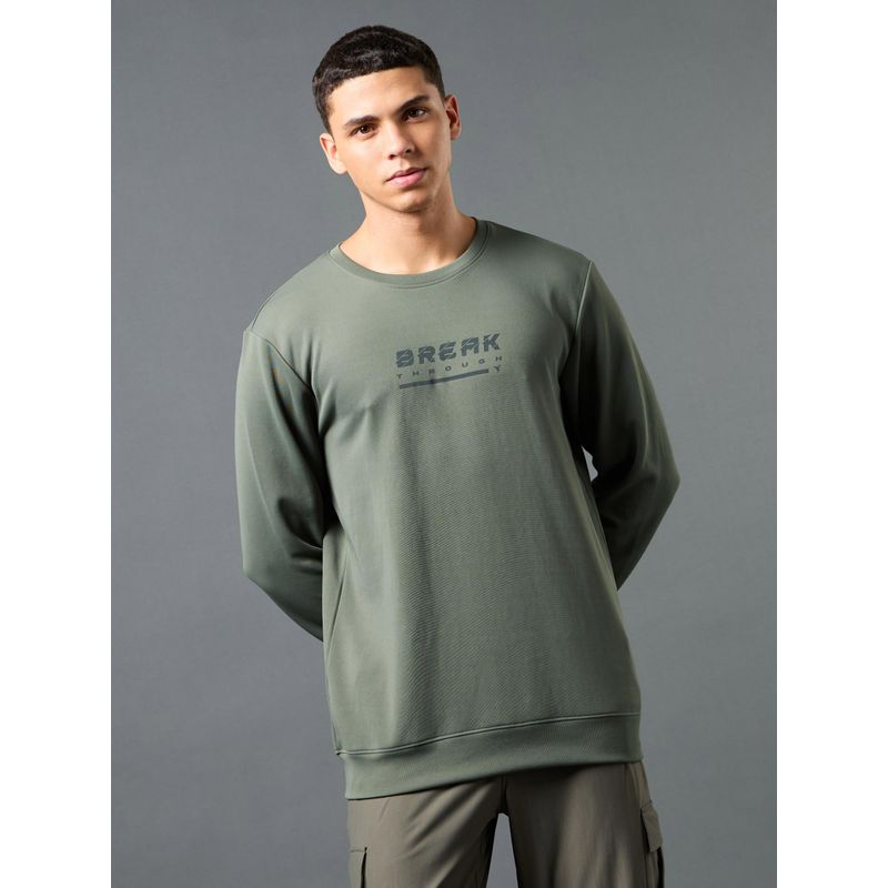 Technosport Olive Men's Slim Fit Sports Sweatshirt with Elasto Plus (2XL)