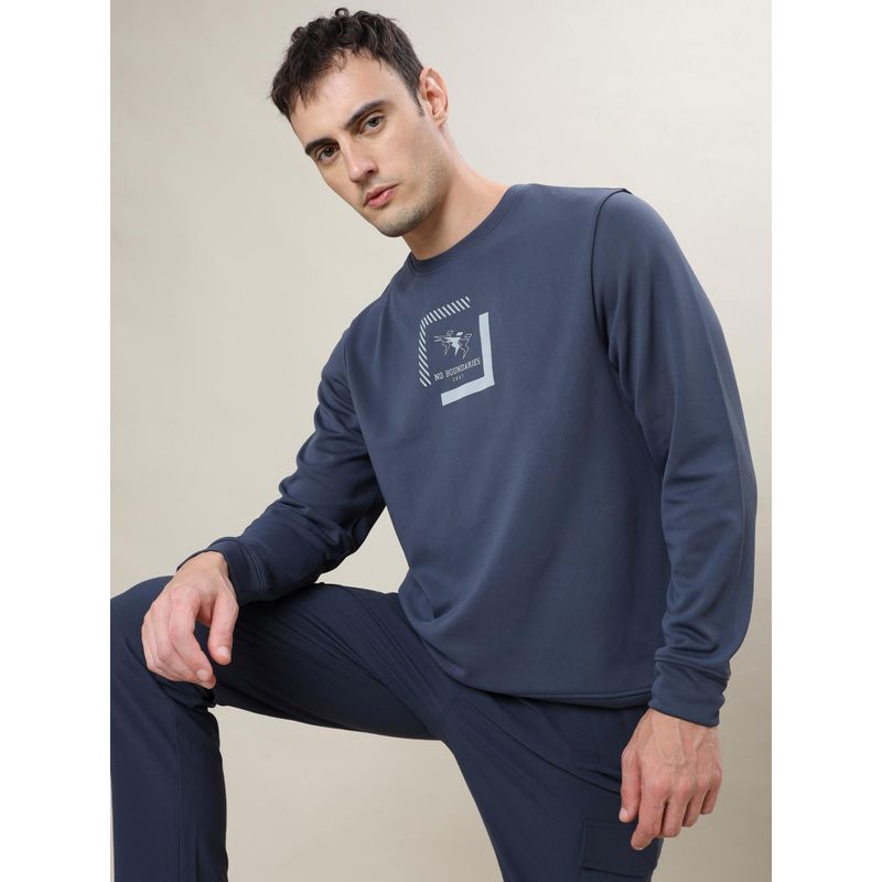 Technosport Blue Men's Slim Fit Sports Sweatshirt with Elasto Plus (XL)