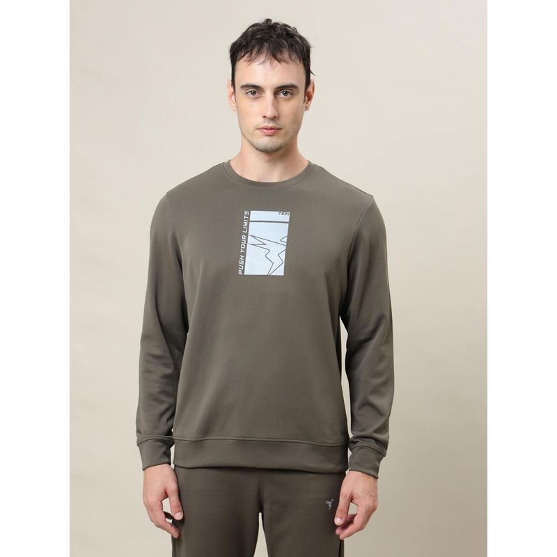 Technosport Brown Men's Slim Fit Sports Sweatshirt with Elasto Plus (XL)