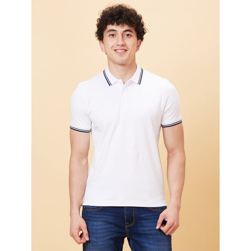 Being Human White Half Sleeves Polo Neck T-Shirt (XL)
