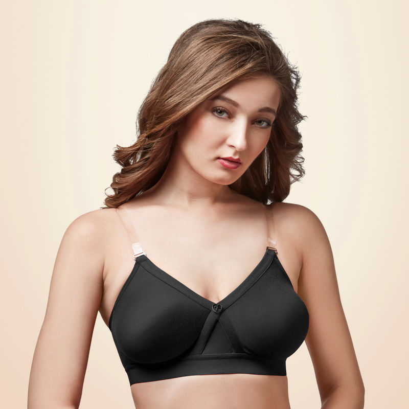 Trylo Alpa Stp Moulded Non-padded Double Layered T Shirt Bra, Full Coverage Bra - Black (36D)