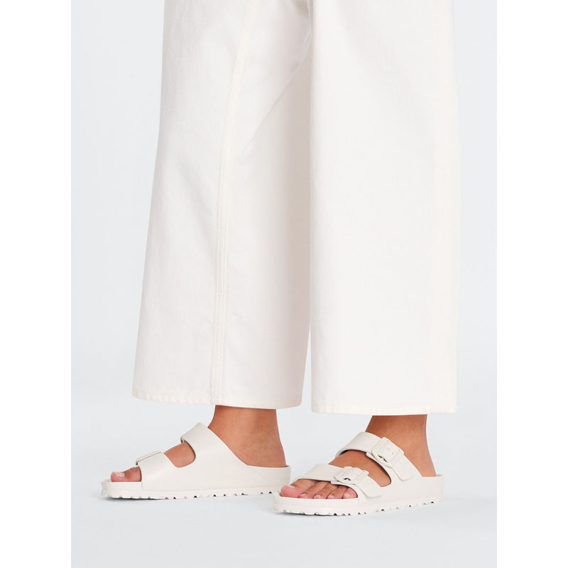 Birkenstock Arizona Unisex Eggshell White Eva Two Strap Sliders (EURO 43)
