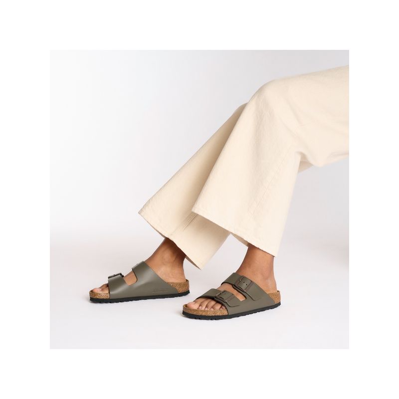 Birkenstock Arizona Unisex Concrete Grey Natural Leather Two Strap Sandals (EURO 41)