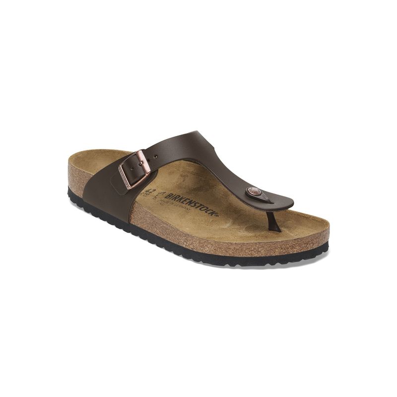 Birkenstock Gizeh Unisex Dark Brown Natural Leather Sandals (EURO 35)