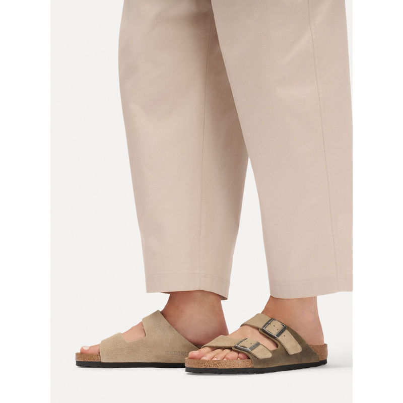Birkenstock Arizona Men Beige Mixed Leather Two Strap Sandals (EURO 42)