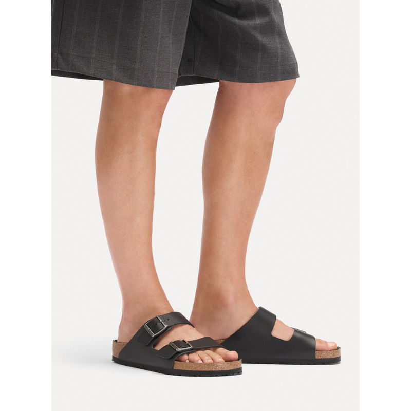 Birkenstock Arizona Men Black Natural Leather Two Strap Sandals (EURO 40)