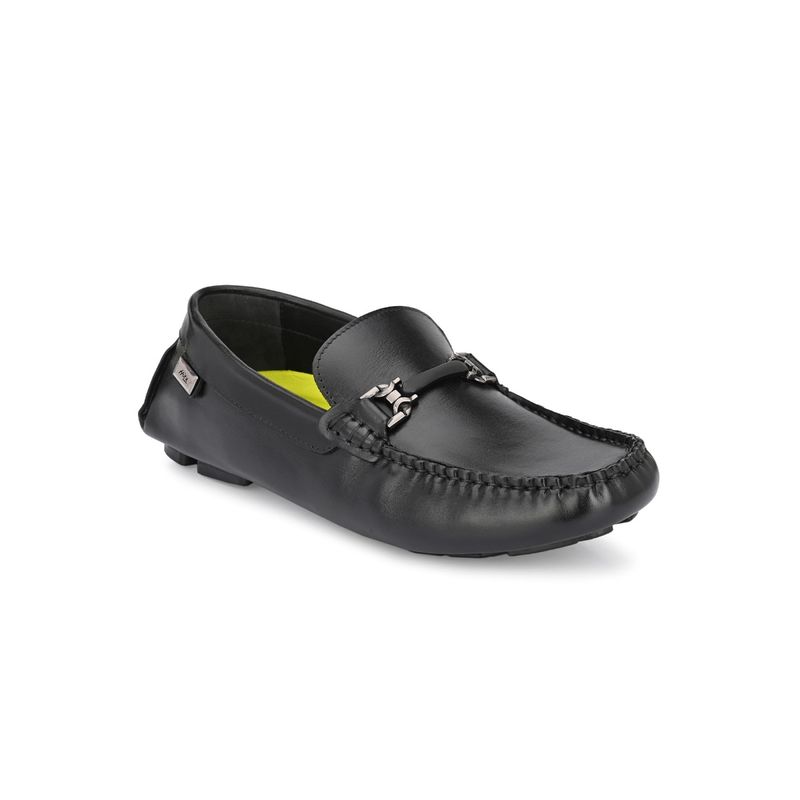 Hitz Men's Black Leather Slip On Loafer Shoes (UK 7)