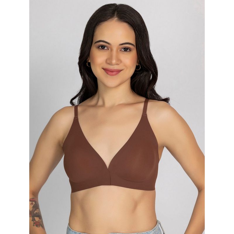 Chelvet Women Brown Seamless Padded Front-Closure Bra (L)