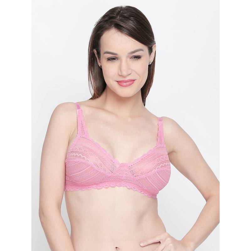 bodyline Maxtouch Double Layered Pink Non Padded Medium Coverage Lace Bra (36B)
