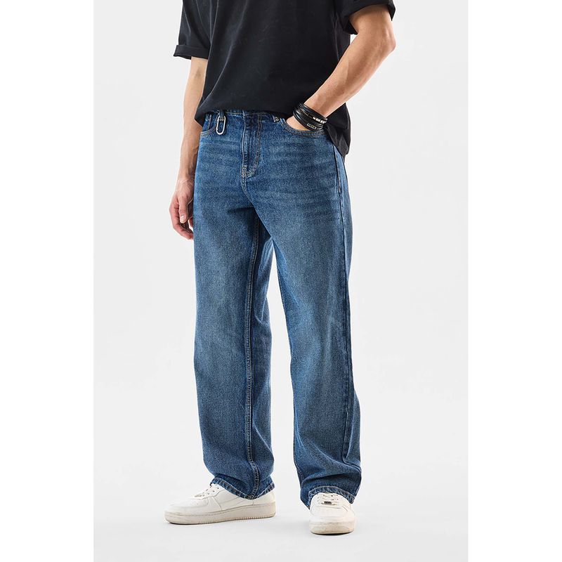 Snitch Blue Washed Loose Casual Jeans (34)