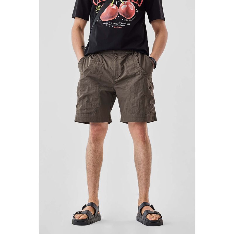 Snitch Brown Solid Loose Casual Shorts (36)