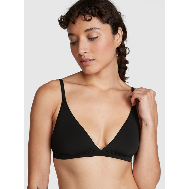 Victoria's Secret Black Base Stretch Triangle Bralette (S DD)
