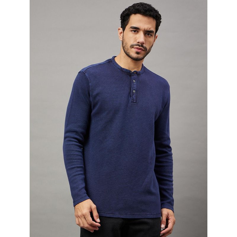 Club York Blue Henley Neck T-Shirt (S)