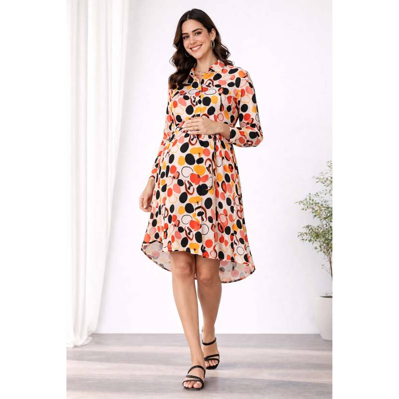 MomToBe Printed Maternity Shirt Dress (L)