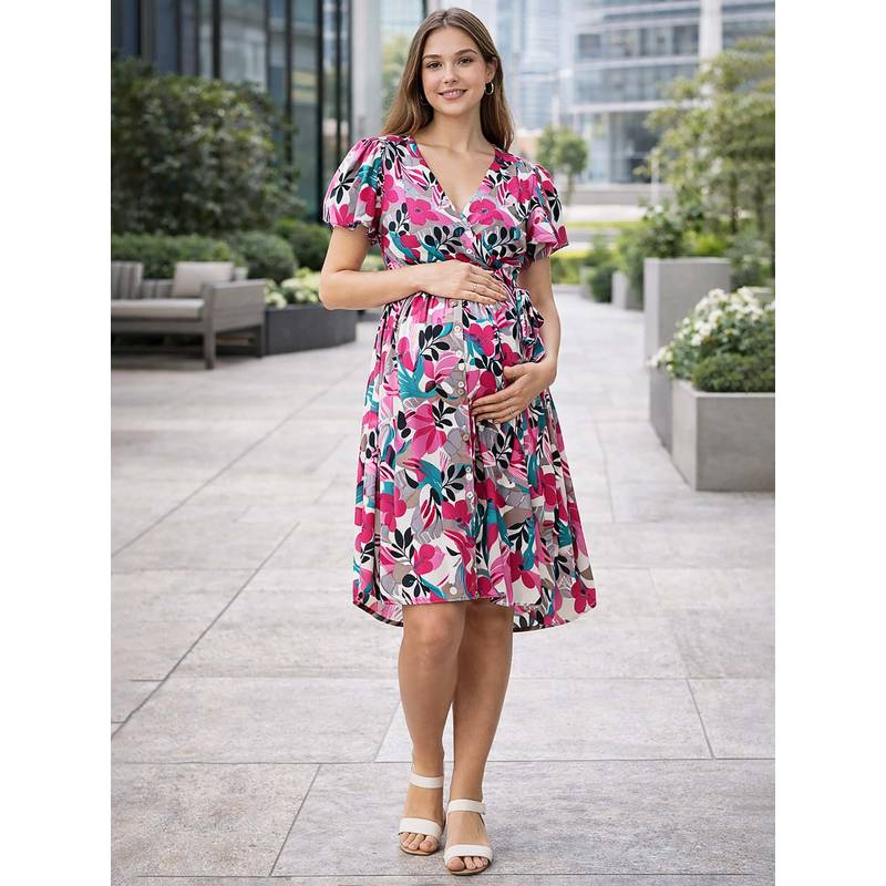 MomToBe Floral Print Maternity Dress (L)
