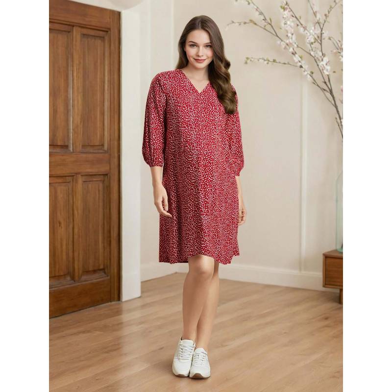 MomToBe Womens Ditsy Print Maternity Dress (M)