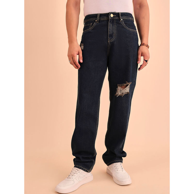 Style Quotient Men Relaxed Fit Straight Blue Cotton Jeans (28)