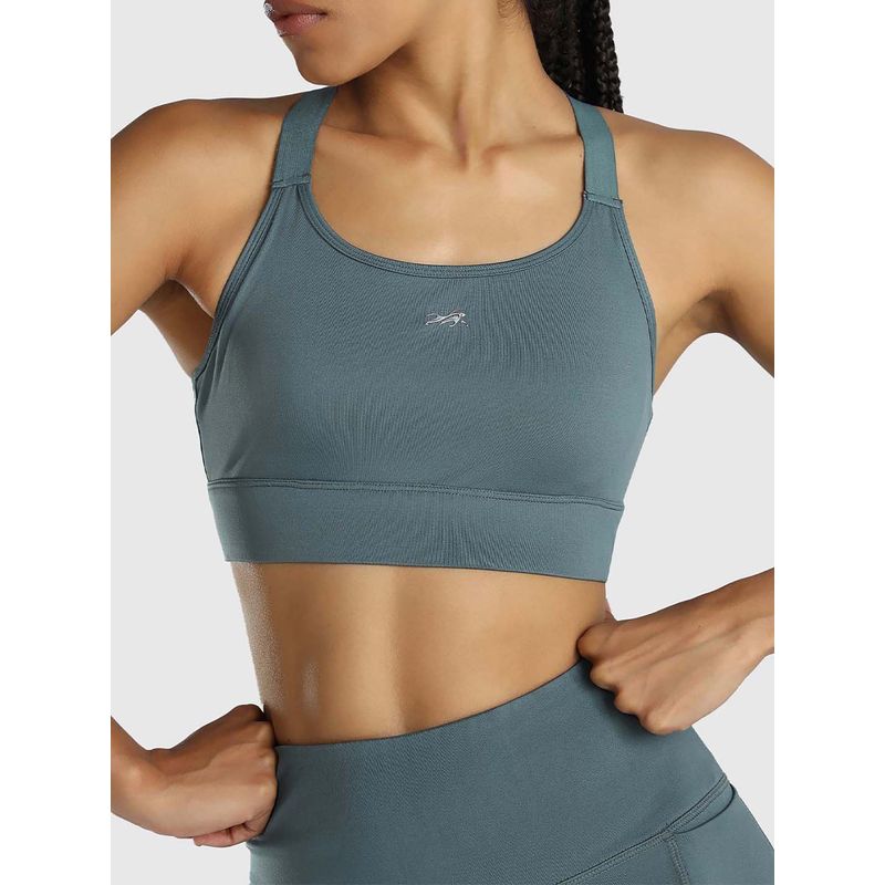 Musclemind Women Teal Cross-Back Sports Bra (XS)