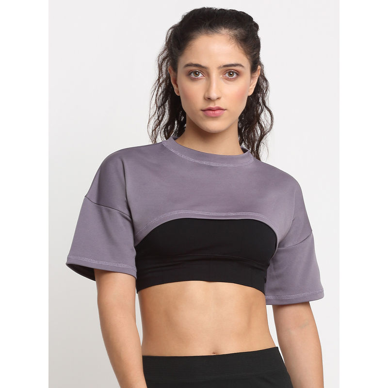 EVERDION Lavender Oversized Crop Tshirt Buy EVERDION Lavender