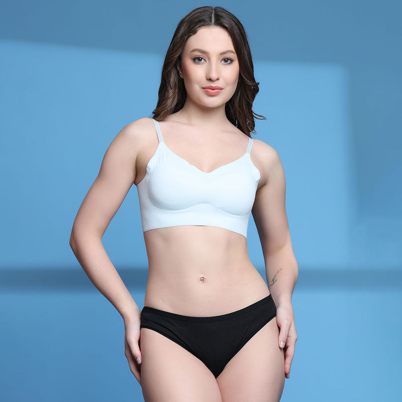 PrettyCat Lightly Padded Non Wired Sexy Bralette Bra & Panty Blue (Set of 2) (30B)