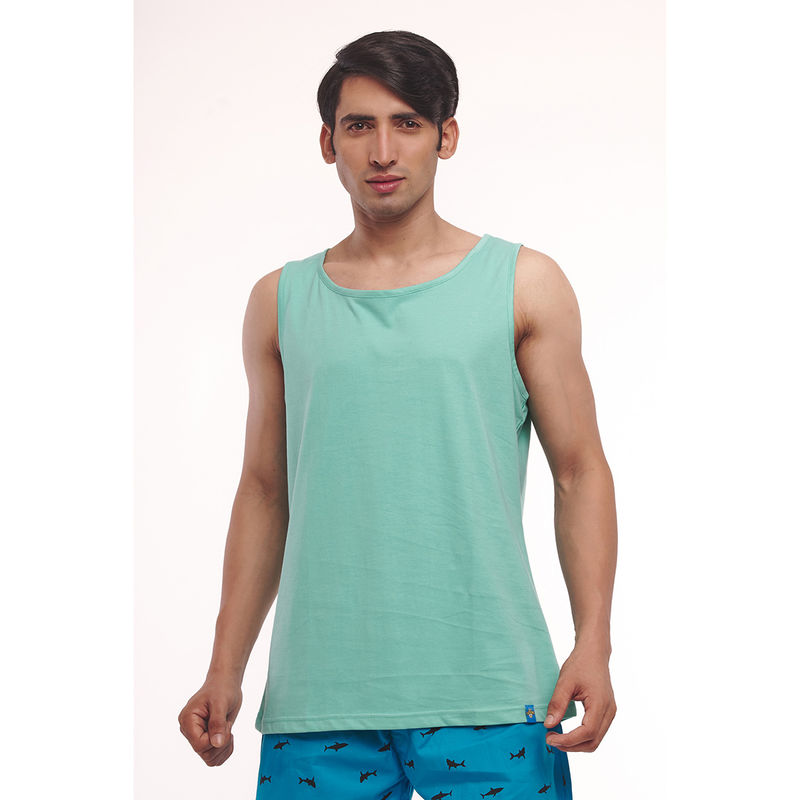 LAZY BUMS Men's True Essential Casual Solid Sleeveless Vest-Green Green (S)