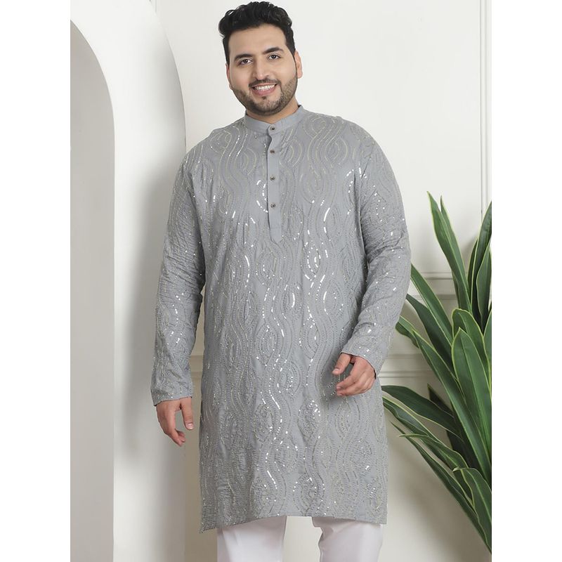 SOJANYA Men Cotton Designer Grey Long Kurta (48)