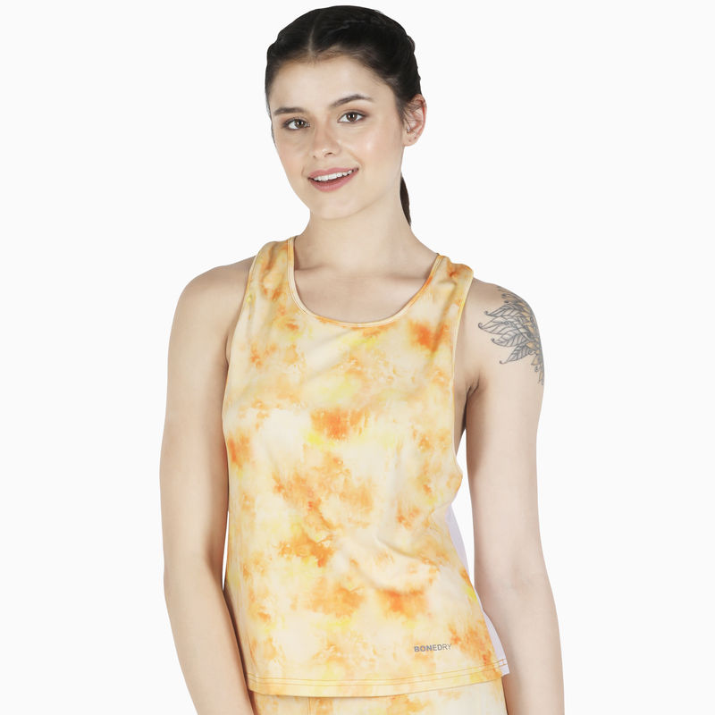 MuscleTorque Bon-Dry Tie Dye With Breathable Mesh On Back T-Shirt - Yellow (S)