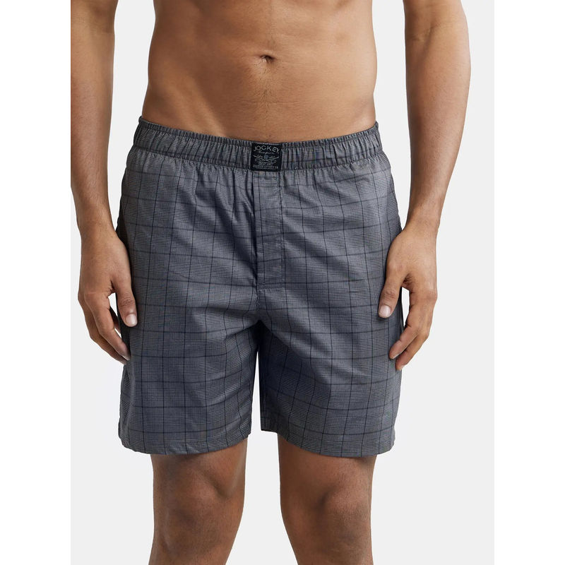 Jockey HG18 Men Tencel Lyocell Cotton Checkered Boxer Shorts - Graphite (S)