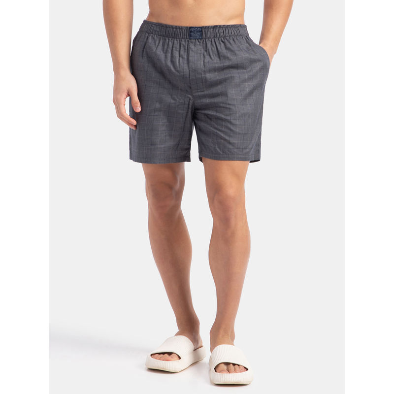 Jockey HG18 Men Tencel Lyocell Cotton Checkered Boxer Shorts - Navy (L)