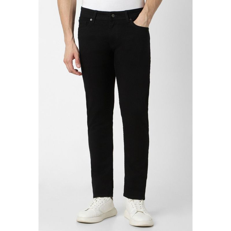 Peter England Men Black Dark Wash Slim Jeans (28)