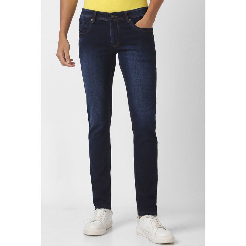 Peter England Men Navy Blue Dark Wash Low Skinny Fit Jeans (30)
