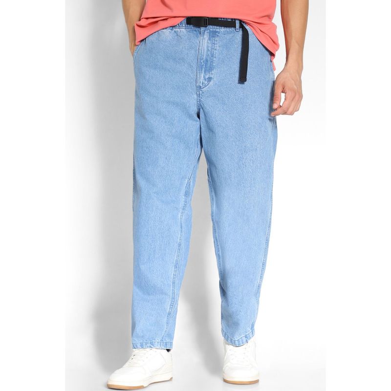 American Eagle Men Blue Belted Loose Jeans (36)