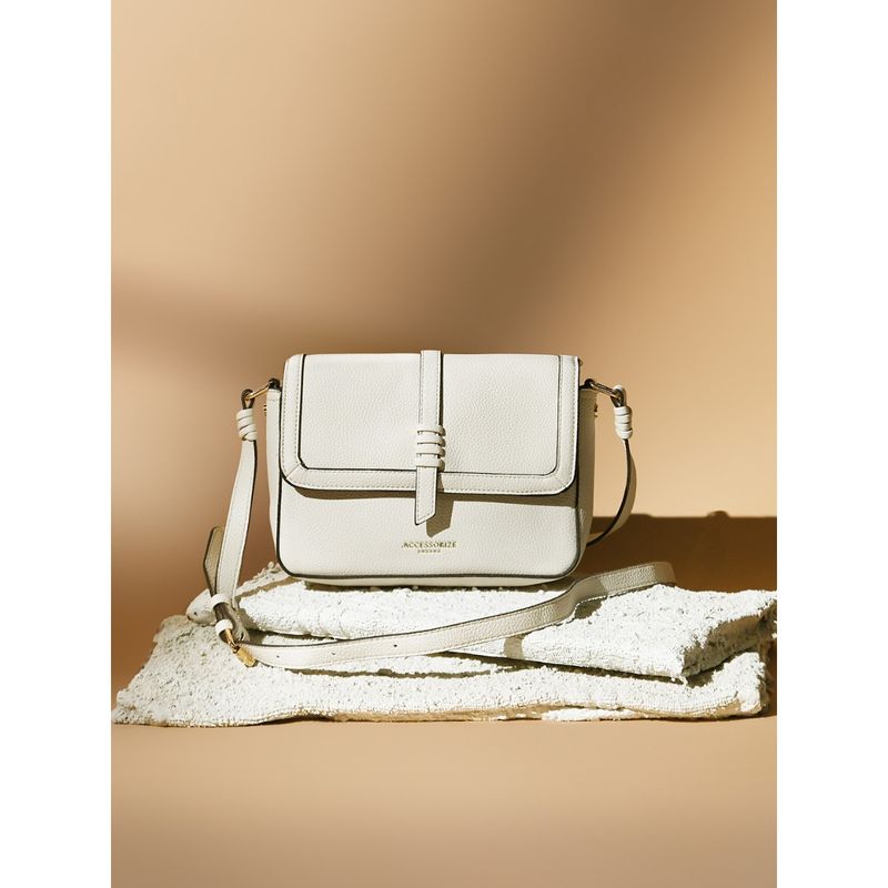 Buy Accessorize London Womens Faux Leather Cream Artisan Sling Bag