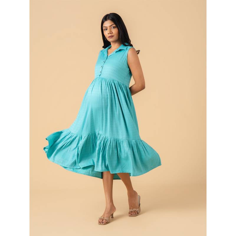The Mom Store Icy Turquoise Maternity Dress (S)