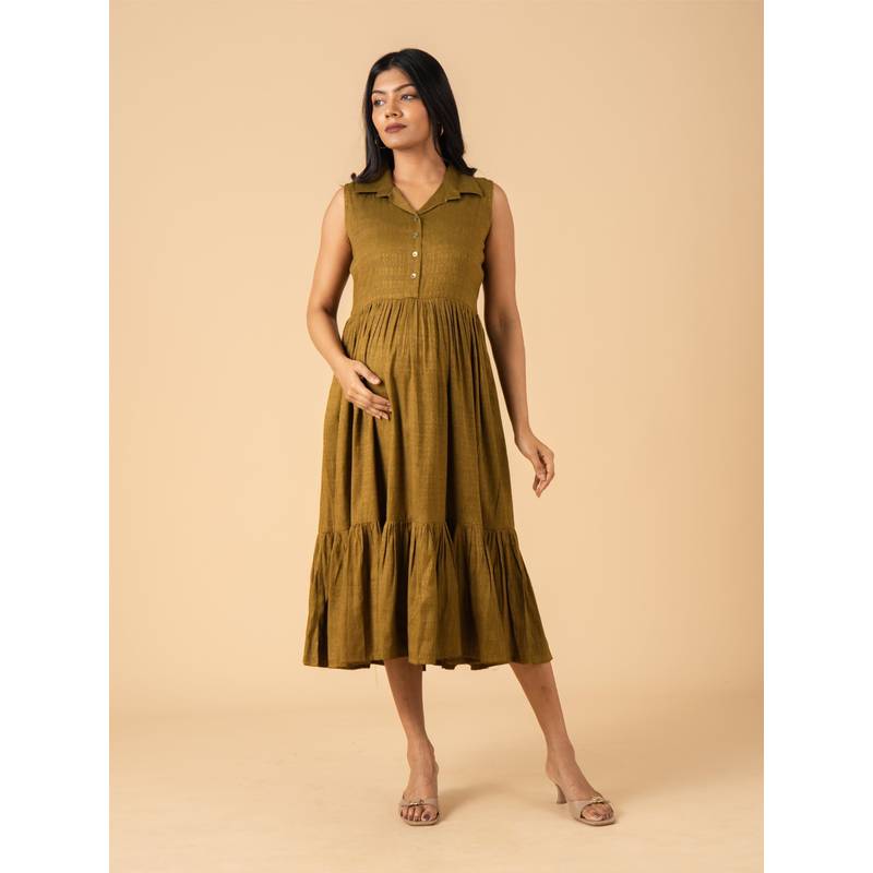 The Mom Store Olive-Moss Maternity Dress (S)
