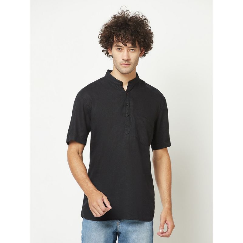 CRIMSOUNE CLUB Men Simplistic Black Kurta (L)