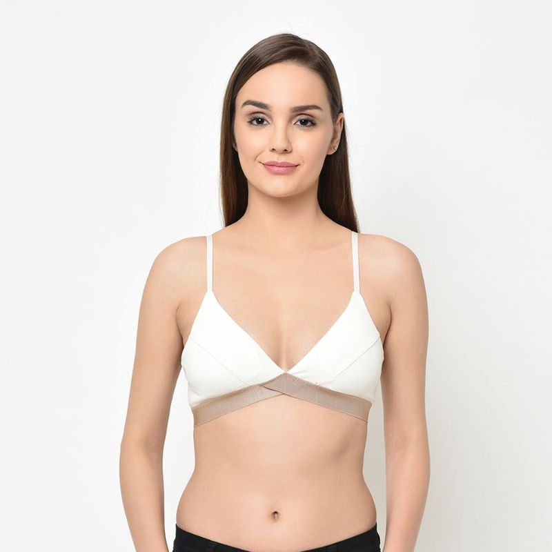 Da Intimo Colour blocked Pretty Back Bralette - White (32C)