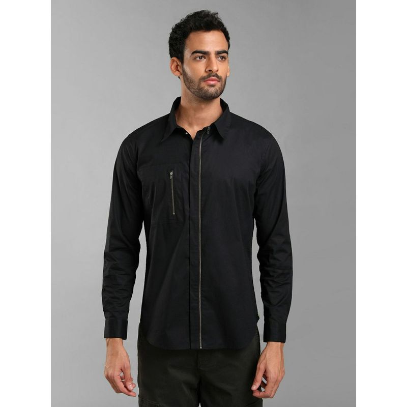 KAZO Zipper Closure Cotton Stretch Shirt With Pocket (M)
