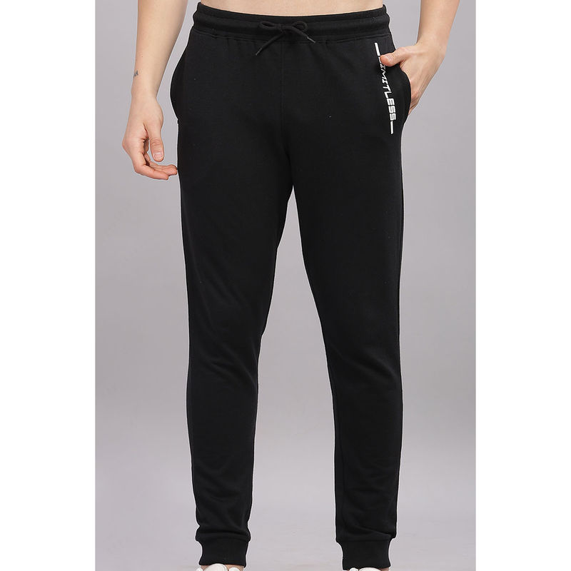 DOMIN8 Black Men's Super Soft Cotton Track Pant with Side Pockets (L)