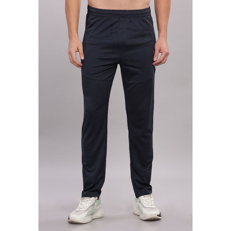 DOMIN8 Navy Blue Men's Sweat Wicking Track Pant with Stretchable Waist Band (M)